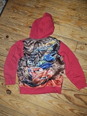 Kids' Red Hooded Cars Graphic Jacket Y2k Kids 90s